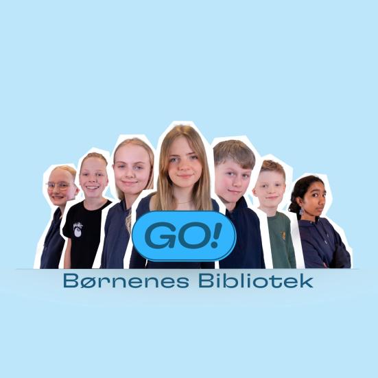 Billede af børn med grafik: GO - børnenes bibliotek