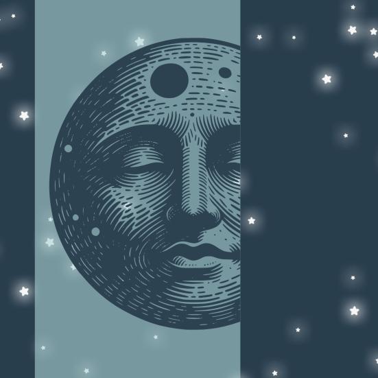 Sovende måne med stjerner