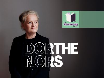 Forfatterportræt af Dorthe Nors, DR Romanpris logo