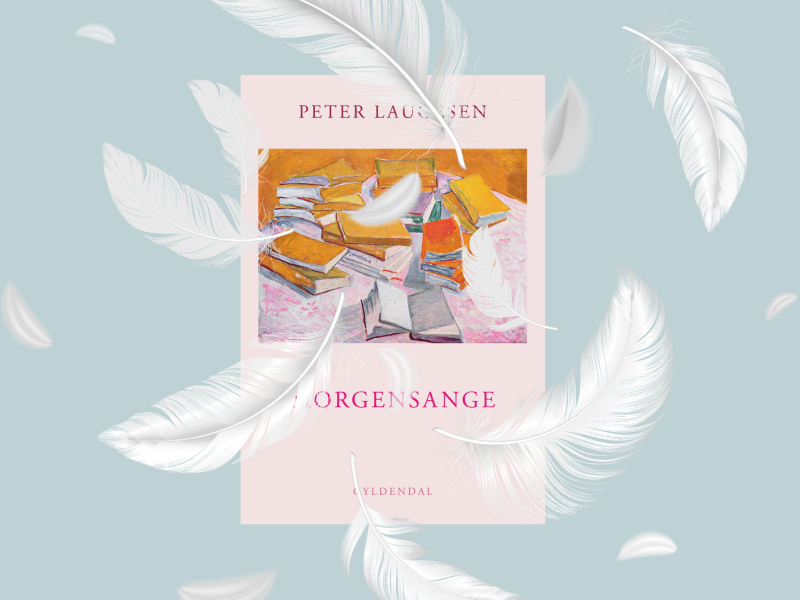 Forside af digtsamling og fjer der daler